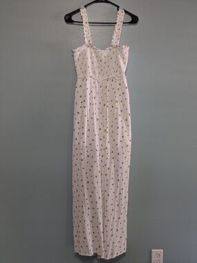 Francesca's Miami White Jumpsuit with Yellow Floral Print